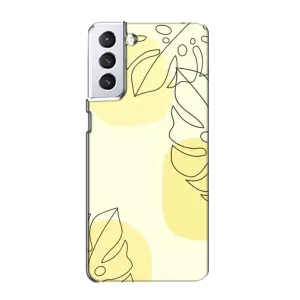 Силиконовый чехол с принтом в цветах на Samsung Galaxy S21 (Желтая монстера арт)