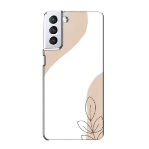 Силиконовый чехол с принтом в цветах на Samsung Galaxy S21 (Нюдовая веточка абстракция)
