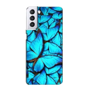 Чохол з принтом для Samsung Galaxy S21 - (Прикольні) (AlphaPrint) (Сині метелики)