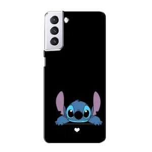Чехол с принтом Стич на Samsung Galaxy S21 (Стич на черном)