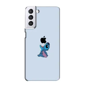 Чехол с принтом Стич на Samsung Galaxy S21 (Stitch apple)