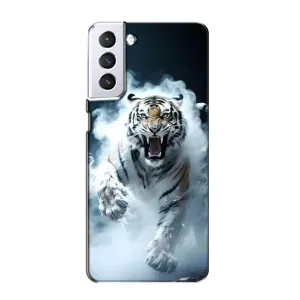 Чохол з картинкою 'Хижаки' для Samsung Galaxy S21 (Білий тигр у диму)