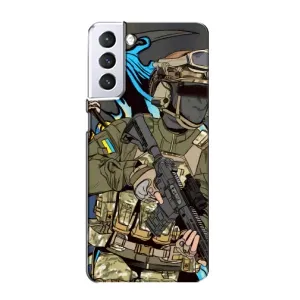Чехлы с картинкой ЗСУ для Samsung Galaxy S21 (AlphaPrint) (Воин ВСУ)