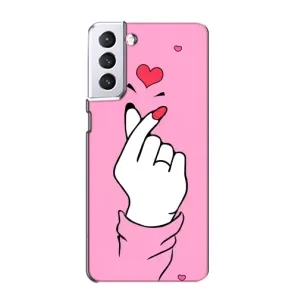 Чехол с принтом для Samsung Galaxy S21 (AlphaPrint - Знак сердечка)