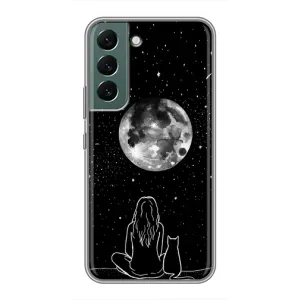 Чехол с рисунком кот на Samsung Galaxy S22 Plus (Девушка с котом)