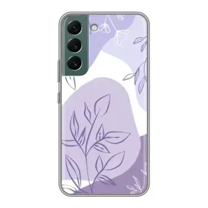 Силиконовый чехол с принтом в цветах на Samsung Galaxy S22 Plus (Фиолетовые листья абстракция)