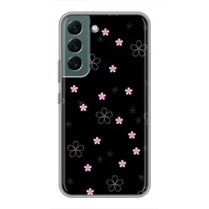 Чохол з розовим принтом для Samsung Galaxy S22 Plus (Рожеві квіти на чорному)
