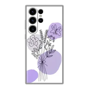 Силиконовый чехол с принтом в цветах на Samsung Galaxy S22 Ultra (Букет фиолетовая абстракция)