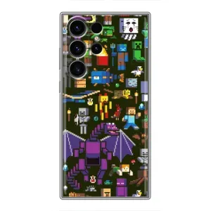Чехол Майнкрафт на Samsung Galaxy S22 Ultra (AlphaPrint) Minecraft (Коллаж Майнкрафт)