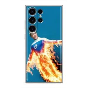 Чехол с принтом Фантастическая четверка для Samsung Galaxy S22 Ultra (Человек-факел в огне)