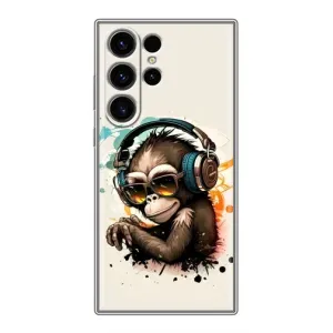 Чохол з Мавпами Samsung Galaxy S22 Ultra - (AlphaPrint) (Макака в навушниках)