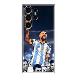 Чехлы для Samsung Galaxy S22 Ultra (Leo чемпион) (AlphaPrint) (Месси с кубком)