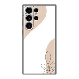 Силиконовый чехол с принтом в цветах на Samsung Galaxy S22 Ultra (Нюдовая веточка абстракция)