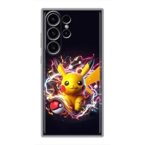 Чохол з Пікачу на Samsung Galaxy S22 Ultra (Пікачу з м'ячем)
