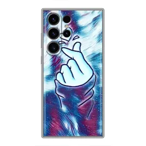 Чохол з принтом для Samsung Galaxy S22 Ultra (AlphaPrint - Знак сердечка) (Радужне серце)