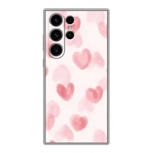 Чохол з розовим принтом для Samsung Galaxy S22 Ultra (Рожеві сердечки)