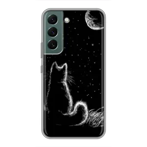Чохол з принтом для Samsung Galaxy S22 (AlphaPrint) Модні коти (Котик і місяць)