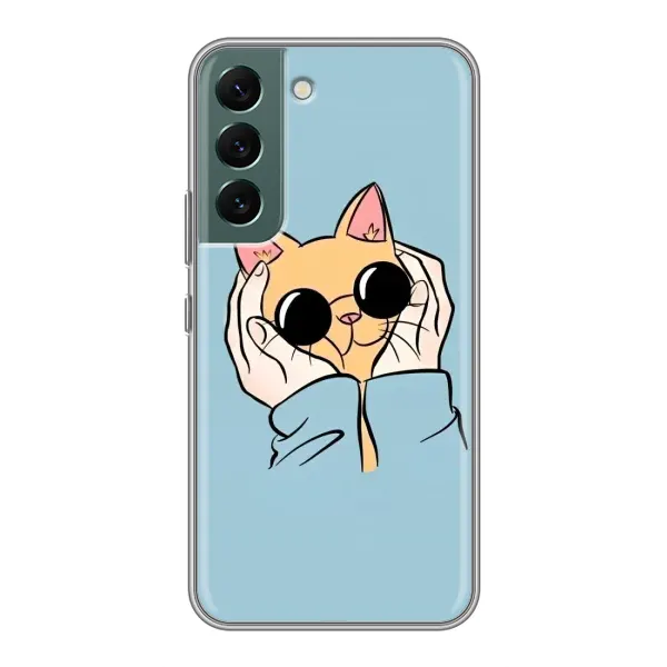 Чохол з принтом «Котик в окулярах» для Samsung Galaxy S22