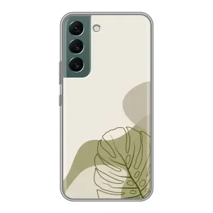 Силиконовый чехол с принтом в цветах на Samsung Galaxy S22 (Зеленая монстера дизайн)