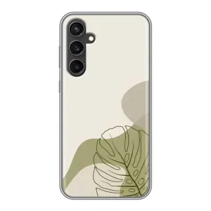Силиконовый чехол с принтом в цветах на Samsung Galaxy S23 FE (Зеленая монстера дизайн)