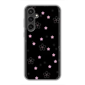 Чохол з розовим принтом для Samsung Galaxy S23 FE (Рожеві квіти на чорному)