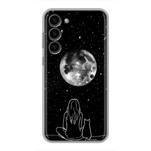 Чехол с рисунком кот на Samsung Galaxy S23 Plus (Девушка с котом)