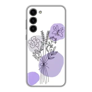 Силиконовый чехол с принтом в цветах на Samsung Galaxy S23 Plus (Букет фиолетовая абстракция)