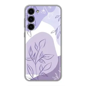 Силиконовый чехол с принтом в цветах на Samsung Galaxy S23 Plus (Фиолетовые листья абстракция)