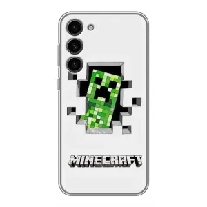 Чехол Майнкрафт на Samsung Galaxy S23 Plus (AlphaPrint) Minecraft (крипер Майнкрафт)