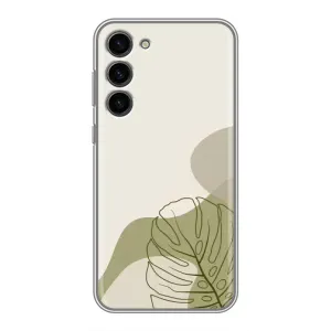 Силиконовый чехол с принтом в цветах на Samsung Galaxy S23 Plus (Зеленая монстера дизайн)