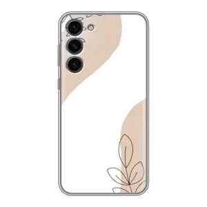 Силиконовый чехол с принтом в цветах на Samsung Galaxy S23 Plus (Нюдовая веточка абстракция)