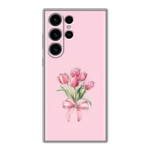Чехол с розовым рисунком для Samsung Galaxy S23 Ultra (Букет цветов)