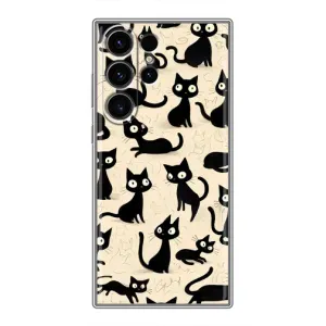 Чехол с рисунком кот на Samsung Galaxy S23 Ultra (Черные коты)