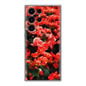 Чехлы с Цветами для Samsung Galaxy S23 Ultra (VPrint) (Цветы красные)