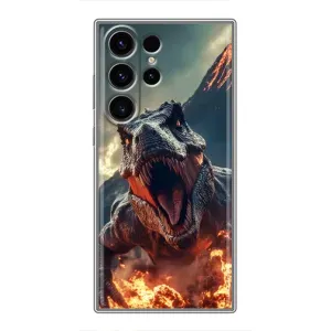 Чехол с картинкой «Хищники» для Samsung Galaxy S23 Ultra (Огненный динозавр)