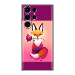Чехлы с картинкой Лисички для Samsung Galaxy S23 Ultra (VPrint) (Лисичка с розочкой)