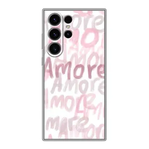 Чехол с розовым рисунком для Samsung Galaxy S23 Ultra (Аморе любовь)