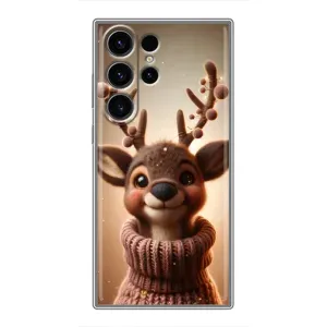 Яркий чехол для Samsung Galaxy S23 Ultra с Зимними Оленятами (Олень в свитере)