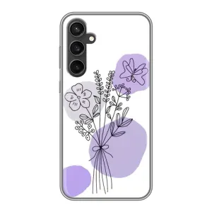 Силиконовый чехол с принтом в цветах на Samsung Galaxy S23 (Букет фиолетовая абстракция)