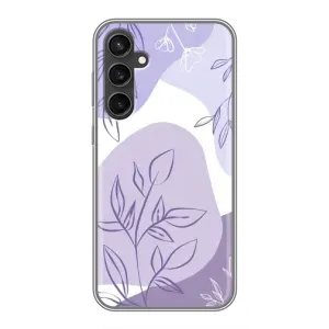 Силиконовый чехол с принтом в цветах на Samsung Galaxy S23 (Фиолетовые листья абстракция)
