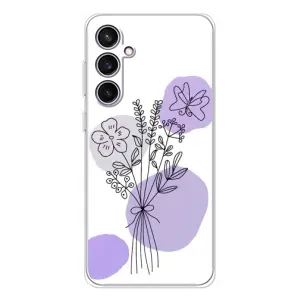 Силиконовый чехол с принтом в цветах на Samsung Galaxy S24 FE (Букет фиолетовая абстракция)