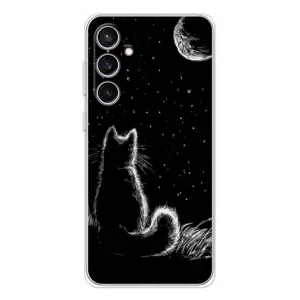 Чохол з принтом для Samsung Galaxy S24 FE (AlphaPrint) Модні коти (Котик і місяць)