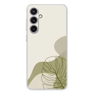 Силиконовый чехол с принтом в цветах на Samsung Galaxy S24 FE (Зеленая монстера дизайн)