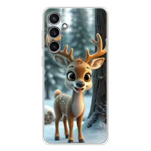 Яскравий чохол для Samsung Galaxy S24 FE з Зимові Оленята (Оленятко в лісі)