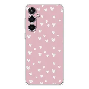 Чохол з розовим принтом для Samsung Galaxy S24 FE (Сердечки на рожевому)
