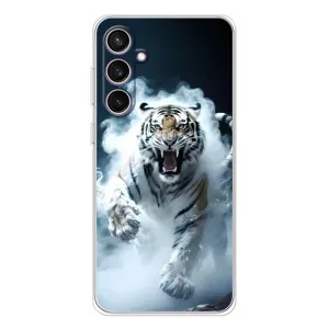 Чохол з картинкою 'Хижаки' для Samsung Galaxy S24 FE (Білий тигр у диму)