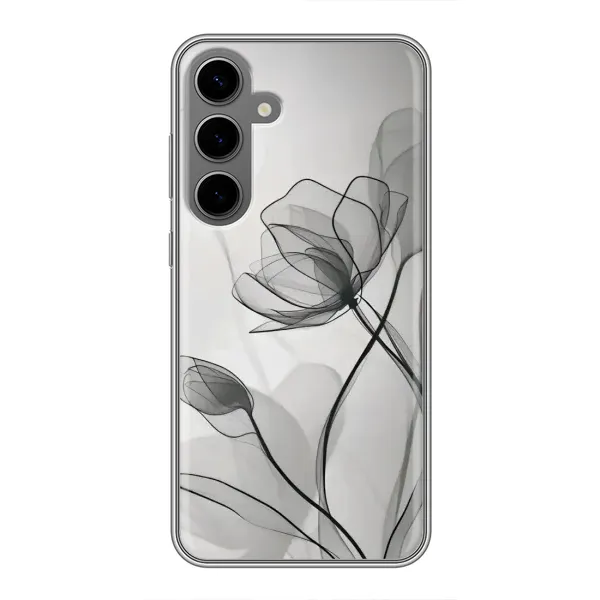 Чехол с принтом «Черные цветы» для Samsung Galaxy S24 Plus