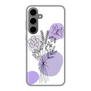 Силиконовый чехол с принтом в цветах на Samsung Galaxy S24 Plus (Букет фиолетовая абстракция)