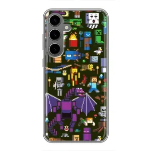 Чехол Майнкрафт на Samsung Galaxy S24 Plus (AlphaPrint) Minecraft (Коллаж Майнкрафт)