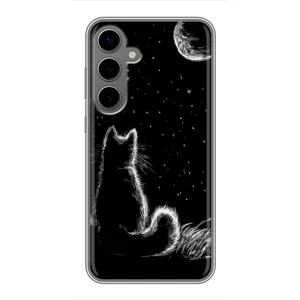 Чехол с принтом для Samsung Galaxy S24 Plus (AlphaPrint) Модные коты (Котик и луна)